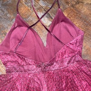 short maroon with sparkles prom dress!